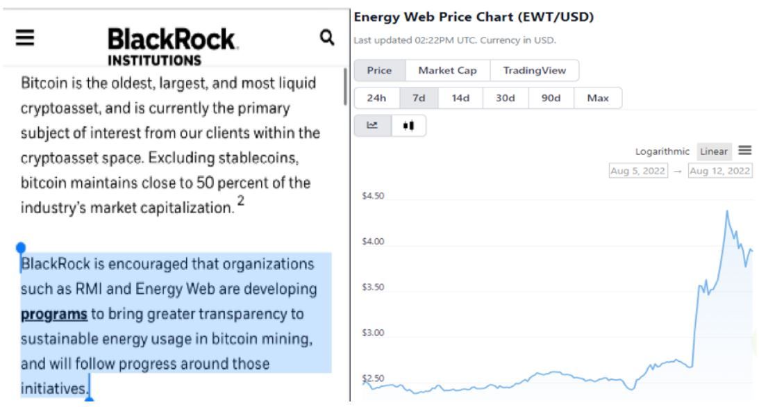 Impact des propos de Blackrock sur le prix du Energy Web Token